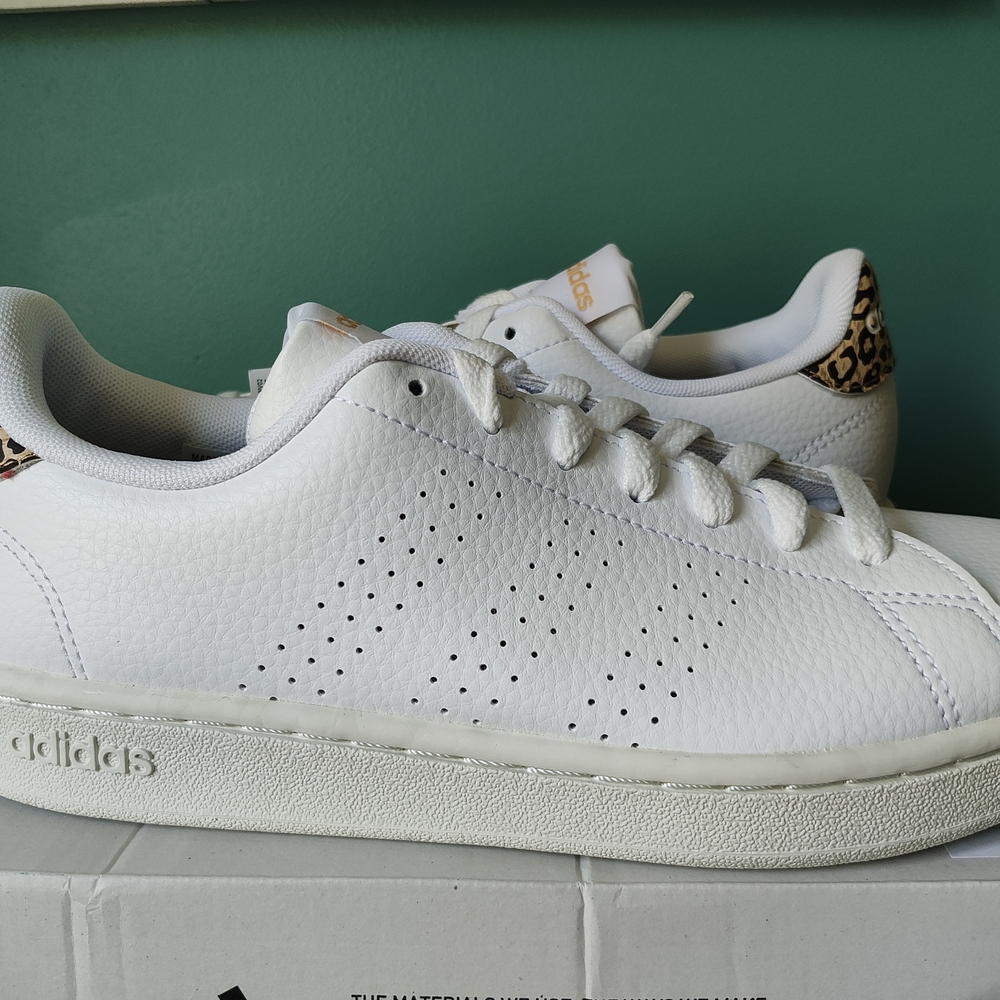 adidas White Sneakers with Leopard Accents